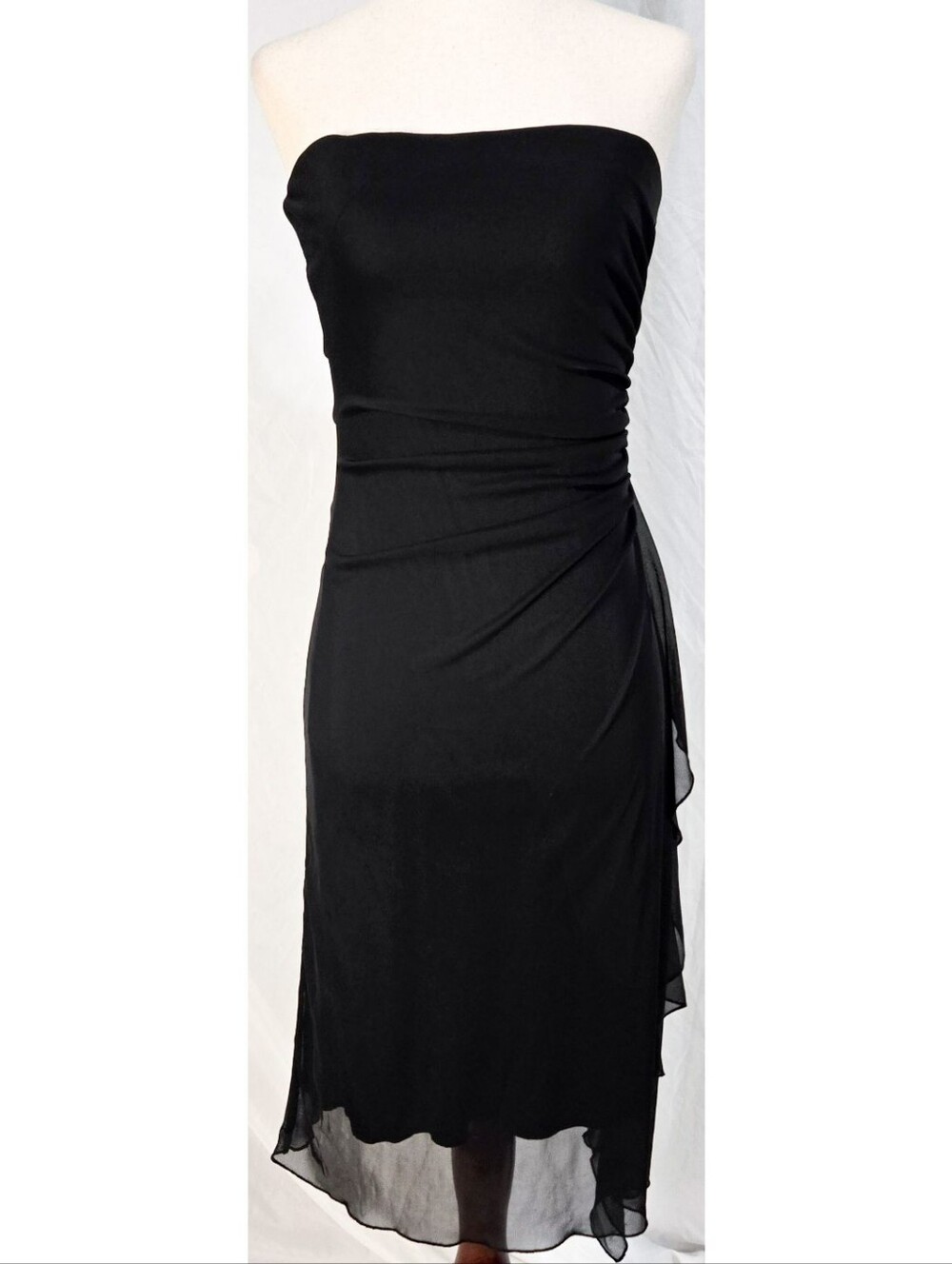 Y2K Vintage City Triangles Strapless Dress Mesh Ruched Fairycore Whimsigoth
